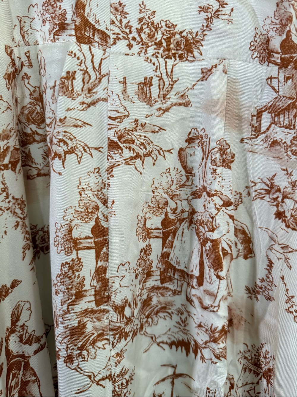 Cream & Brown Toile Inspired High-Low Ruffle Slip Dress - Picture 6 of 9
